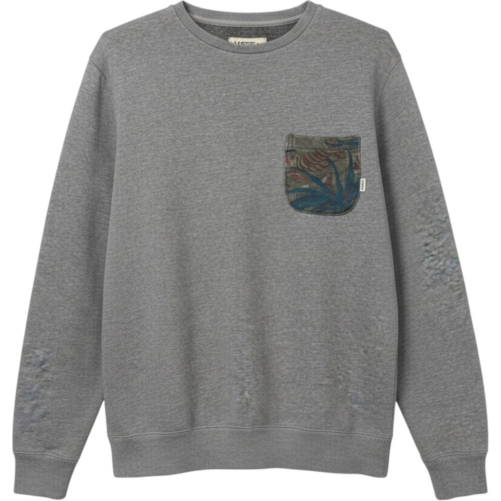 Vans Sweatshirt Mens Medium Grey Tropical Floral Pocket Crewneck Fleece Skater